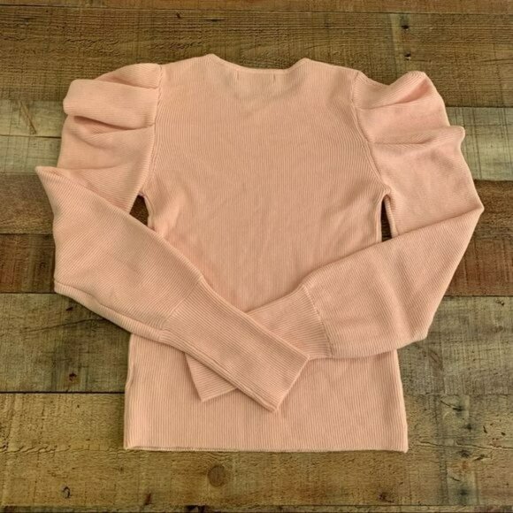 On twelfth women's size small pink ribbed knit sweater with puff long sleeves - Picture 8 of 8